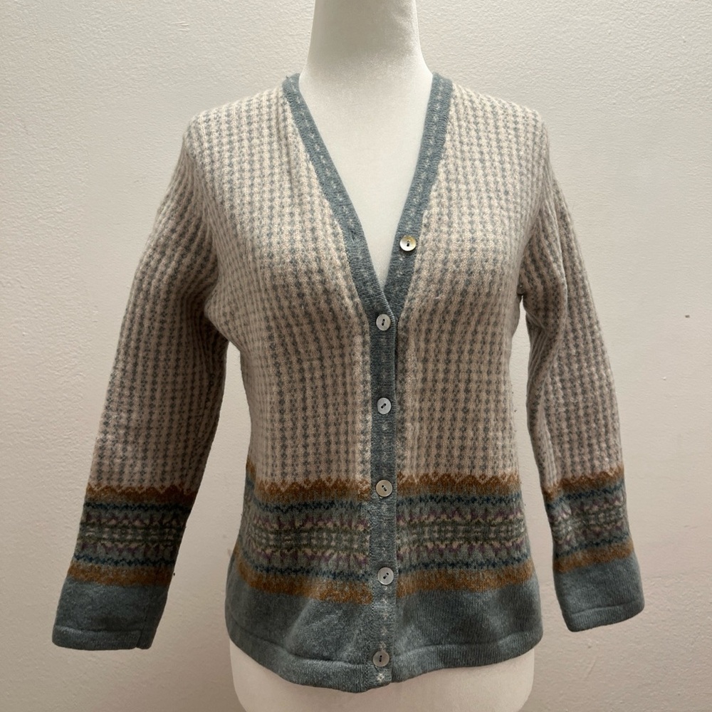 100% Lambswool Jones New York Sport Cardigan L Girls